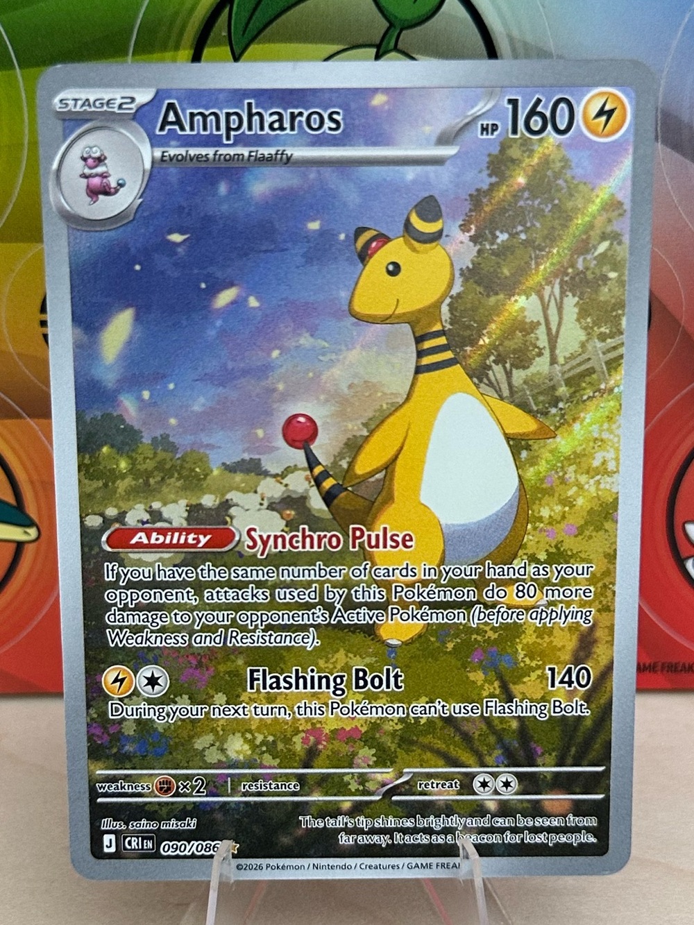 Pokémon TCG Ampharos - 090/086 - ME04: Chaos Rising (CRI) Mint/NM